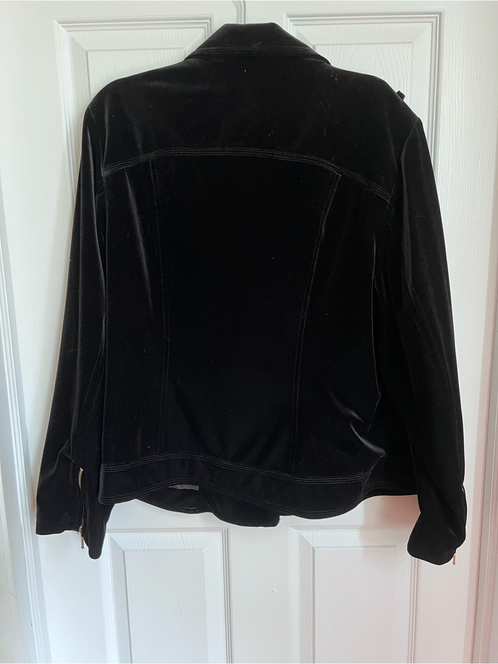 INC Black Velvet Moto Jacket with Gold Hardware EUC - Picture 9 of 11